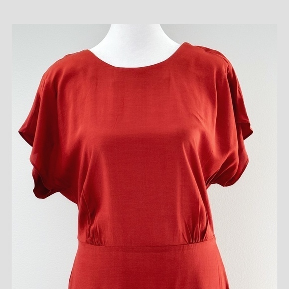 NWT & Other Stories Dress Midi Length100% Viscose Burnt Orange Short Cap Sleeve - Picture 9 of 13